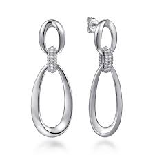 Lady's White Sterling Silver Bujukan Collection, Drop Stud Earrings