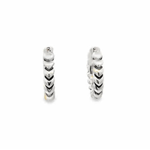 Lady's White Sterling Silver Textured Hoops Earrings