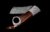 "Havana" William Henry Cigar Cutter with Titanium and Desert Ironwood Frame and Damascus Steel Blade, Can Trim Up to a 52 Gauge Cigar.