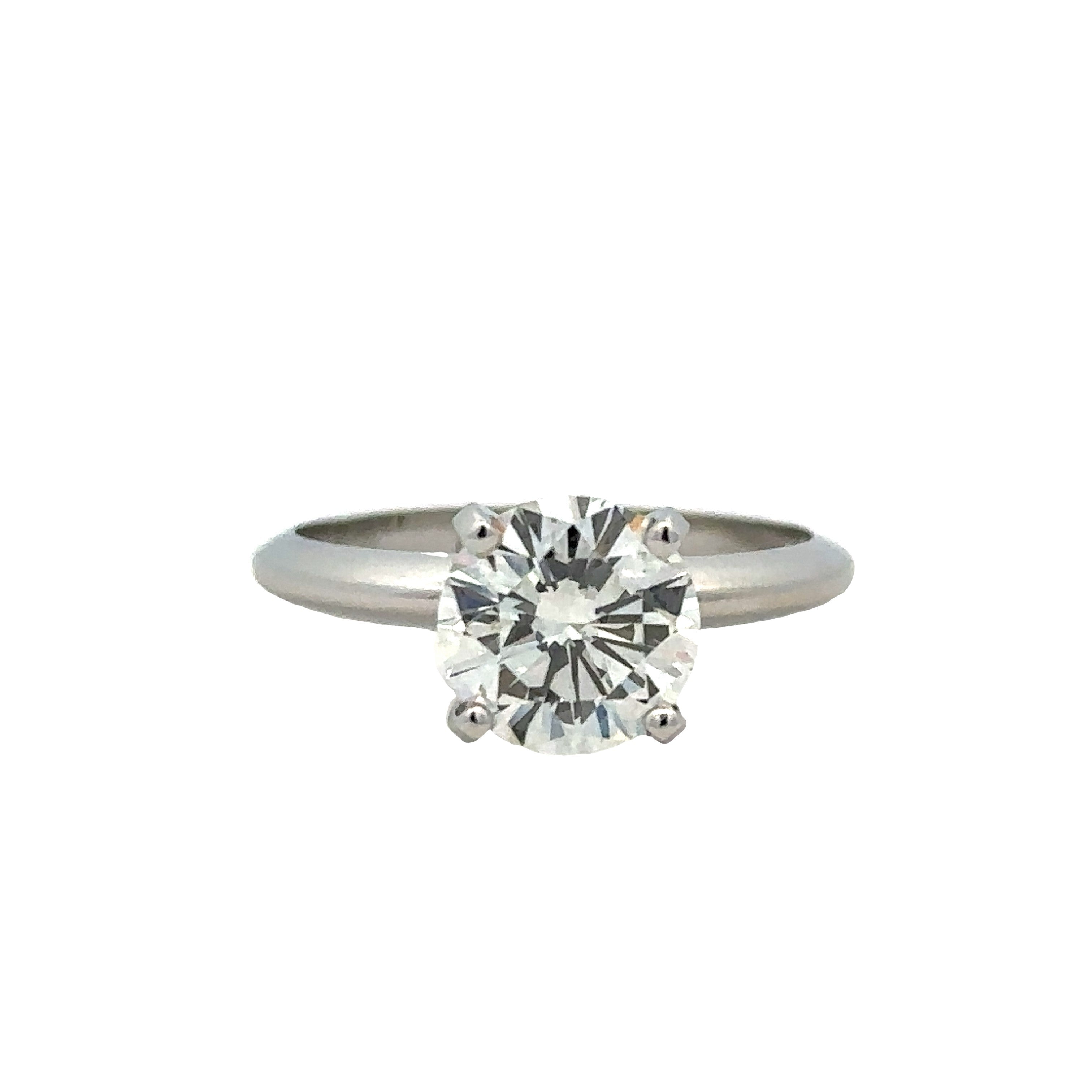 Lady's White Platinum Four Prong Solitaire Ring one 1.71ct Round I SI1 Diamond