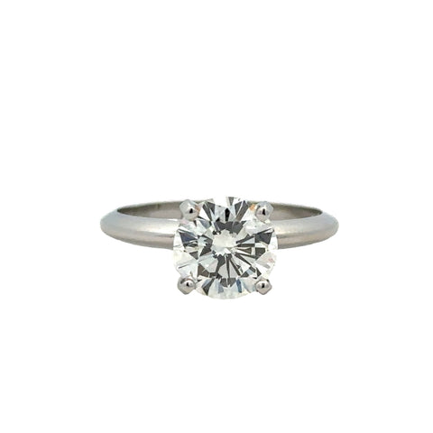 Lady's White Platinum Four Prong Solitaire Ring one 1.71ct Round I SI1 Diamond