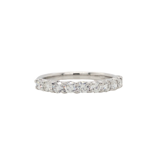 Lady's White Polished 14 Karat "U" Shared Prong, Set Half Way Anniversary Ring Size 6 With 10=0.70Tw Round G/H Si1 Diamonds