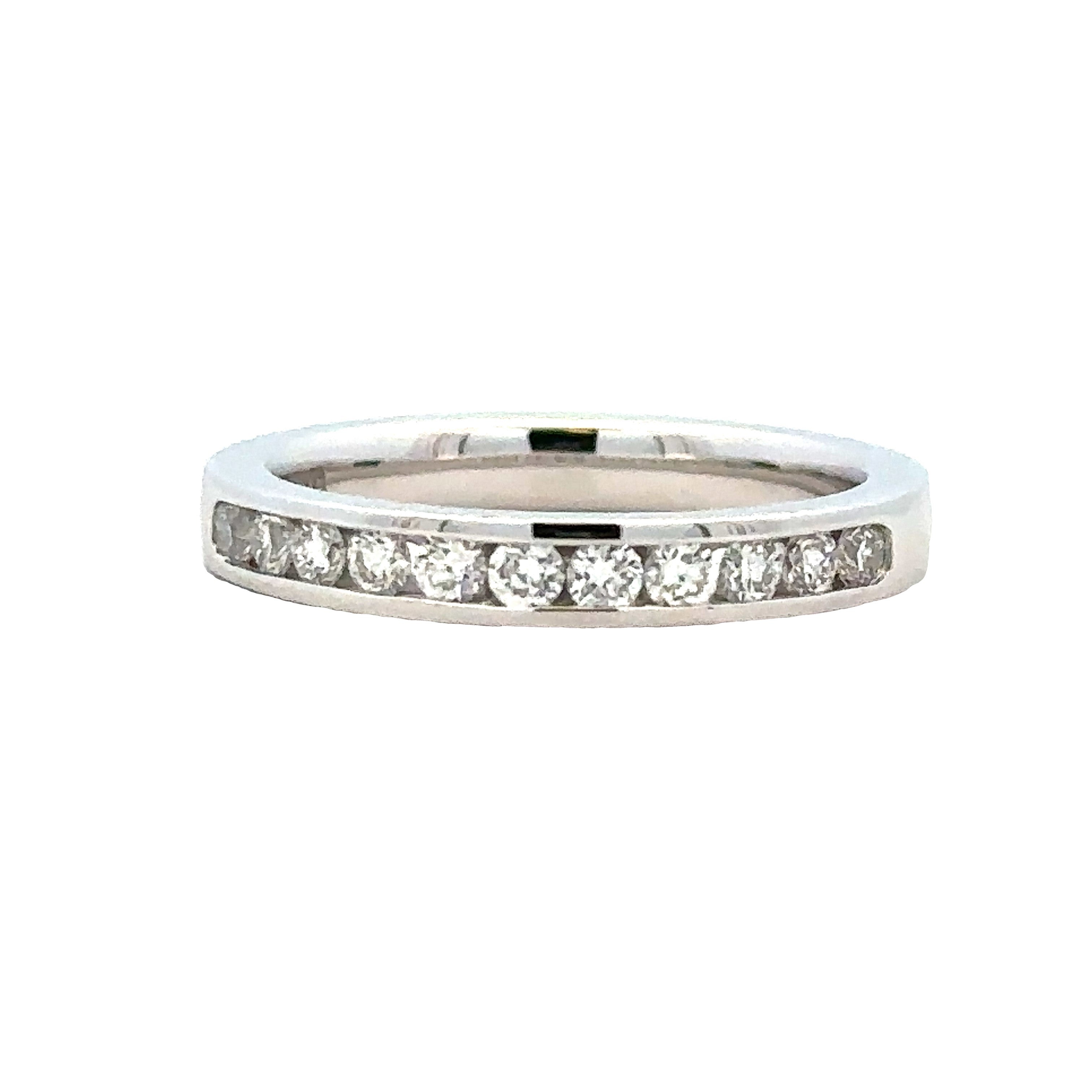 Lady's White 14 Karat Channel Set Anniversary Ring Size 7 With 11=0.36Tw Round G/H Si1 Diamonds