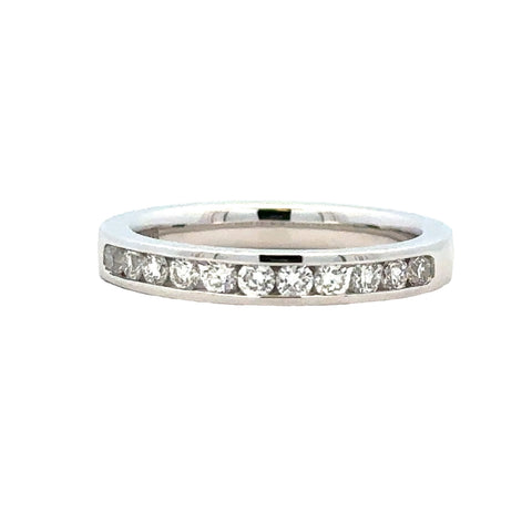 Lady's White 14 Karat Channel Set Anniversary Ring Size 7 With 11=0.36Tw Round G/H Si1 Diamonds