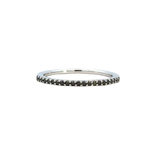 Lady's White 14 Karat Prong Set Anniversary Ring Size 6.5 21=0.13Tw Round SI1 Black Diamonds