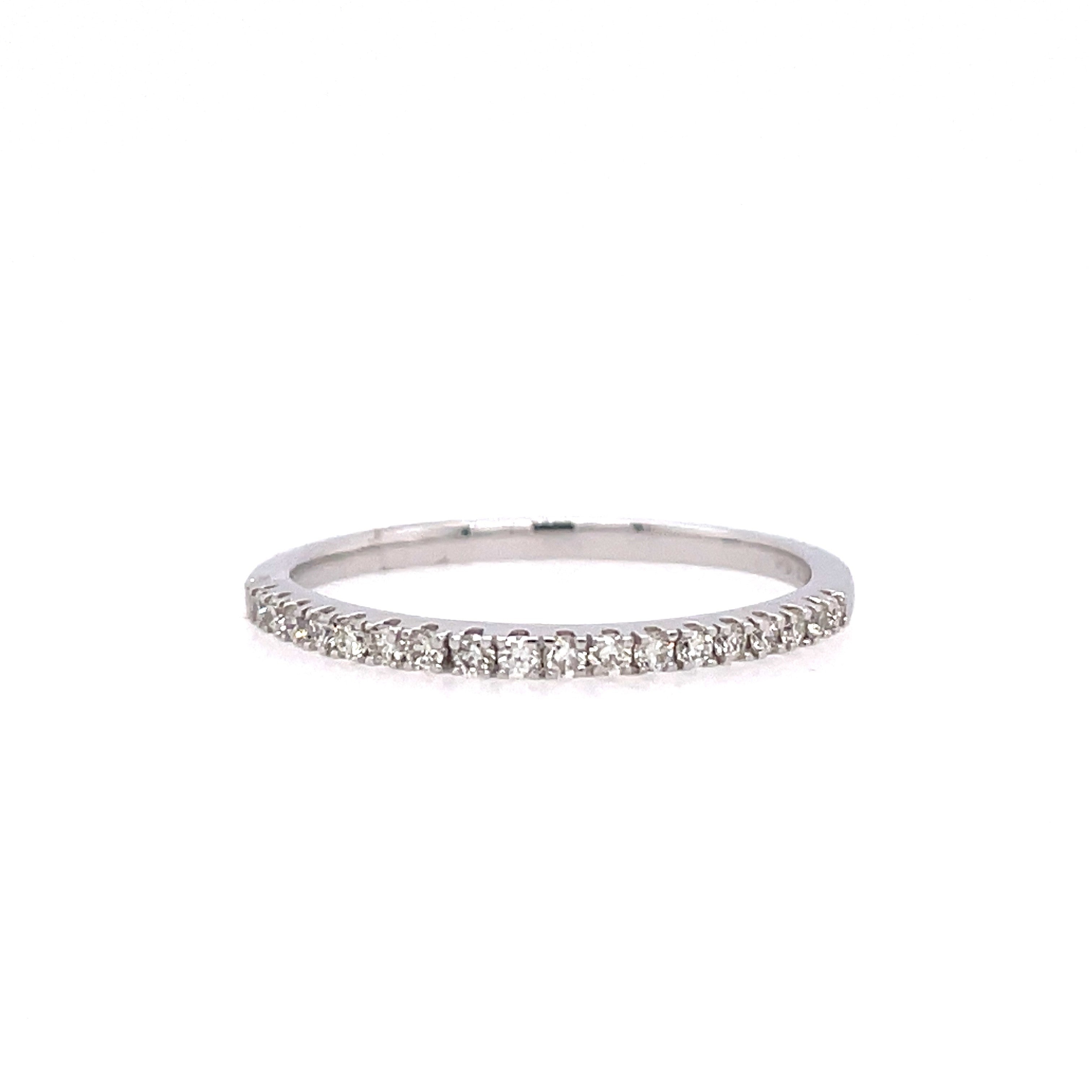Lady's White 10 Karat Prong Set Stackable Fashion Ring Size 7 With 0.16Tw Round G/H I1 Diamonds