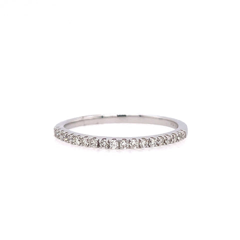 Lady's White 10 Karat Prong Set Stackable Fashion Ring Size 7 With 0.16Tw Round G/H I1 Diamonds