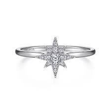 Lady's White 14 Karat Starburst, Klasique Collection Fashion Ring Size 6.5 With 0.11Tw Round H/I Si2 Diamonds