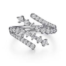 Lady's White 14 Karat Graduating Bypass Fashion Ring Size 6.5 With 0.72Tw Round G/H Si2 Diamonds