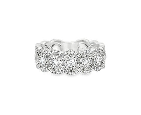 Lady's White 14 Karat Circle Halo Fashion Ring Size 7 With 0.74Tw Round G/H Si1 Diamonds