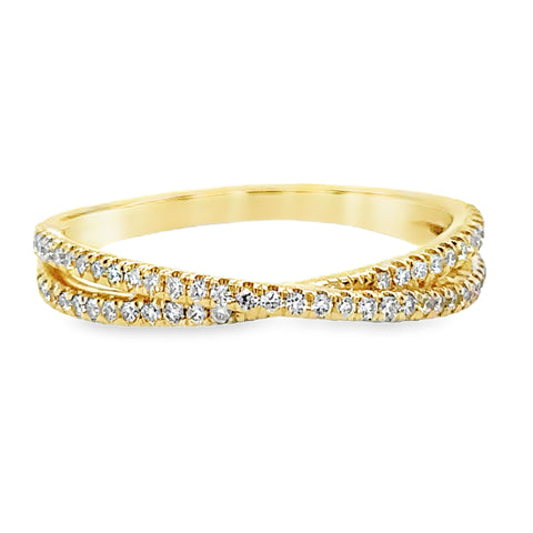 Lady's Yellow 14 Karat Criss Cross Fashion Ring Size  With = 0.26Tw Round G/H SI2 Diamonds