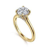 Yellow 14 Karat Solitaire Ring Size 6.5 With 0.13Tw Round G/H Si2 Diamonds