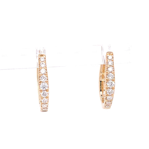 Lady's Yellow 14 Karat "U" Huggie Hoop Earrings = 0.25tw Round G/H SI1 Diamonds Weight: 2.1