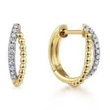 Lady's Yellow 14 Karat Twist Hoops Earrings With 0.11Tw Round H/I Si2 Diamonds