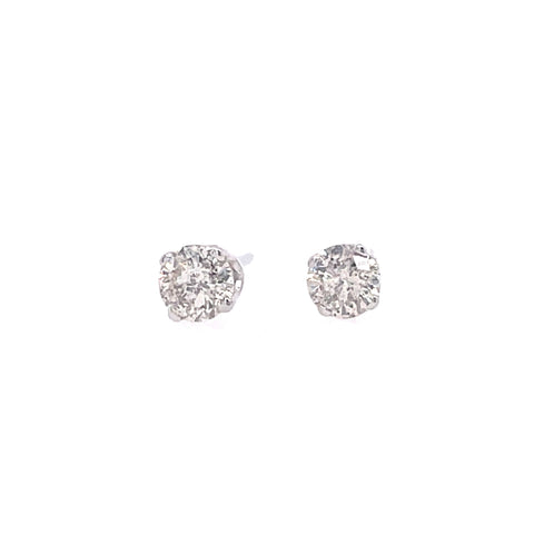 Lady's White 14 Karat Stud Earrings With 2=0.26Tw Round J/K I2 Diamonds