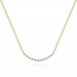 Lady's Yellow 14 Karat Curved Bar Necklace Length 17.5 With = 0.26Tw Round G/H Si1 Diamonds