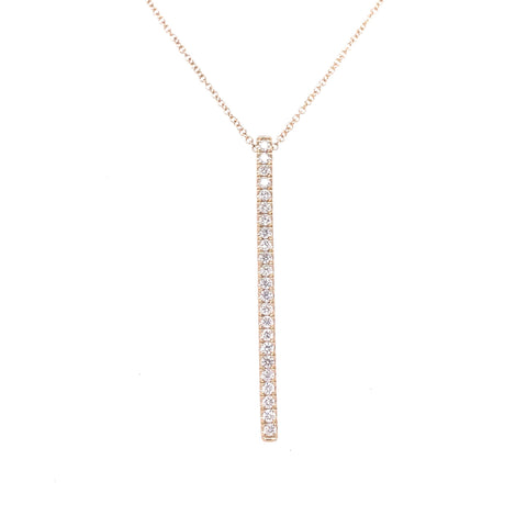 Lady's Yellow 14 Karat Vertical Bar Necklace Length 17.5 With 0.49Tw Round H/I Si2 Diamonds