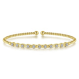 Yellow 14 Karat Bujukan Fashion Bangle Bracelet Length 6.5 With = 0.33Tw Round I/J Si1 Diamonds