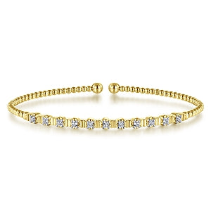 Yellow 14 Karat Bujukan Fashion Bangle Bracelet Length 6 With 0.32Tw Round H/I Si2 Diamonds