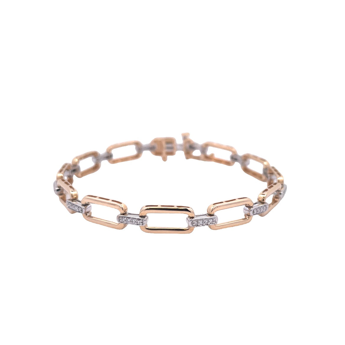 Tt 14 Karat Rectangular Link Bracelet Length 7.25 = 0.25tw Round G/H SI1 Diamonds