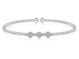 Lady's White 14 Karat Bujukan Bezel Fashion Bangle Bracelet Length 6 With 0.13Tw Round H/I Si2 Diamonds