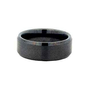 Gent's Black Black Diamond Ceramic 8Mm Beveled Edge Gents Ring Size 10.5