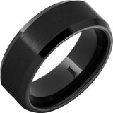 Gent's Black Black Diamond Ceramic 8Mm Beveled Edge Gents Ring Size 10.5