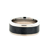 White Serinium 9Mm Black Ceramic Hammered Center Wedding Band Size 10