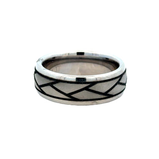 White Serenium Laser Entwined Wedding Band Size 9.5
