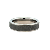 White Serenium Sandblast 6Mm Flat Groove Edge, Moon Wedding Band Size 9