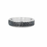 White Serenium Sandblast 6Mm Flat Groove Edge, Moon Wedding Band Size 10