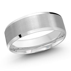 Gent's White 14 Karat Satin Center & Polished Edges 6Mm Beveled Edge Wedding Band Size 10