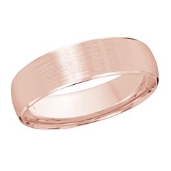 Gent's Rose 14 Karat Satin Center With Polished Beveled Edges 6Mm Comfort Fit Wedding Band Size 10