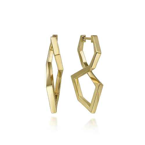 Lady's Yellow 14 Karat Intricate Hoop Earrings