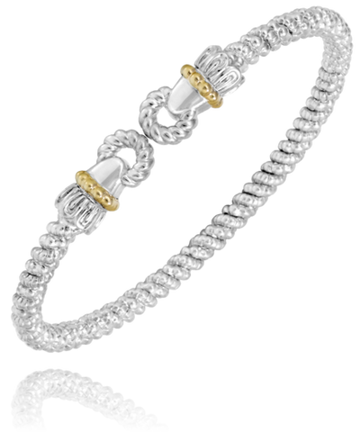 Lady's Tt 14K/Sterling Silver 3Mm Open Band With Circles Bracelet