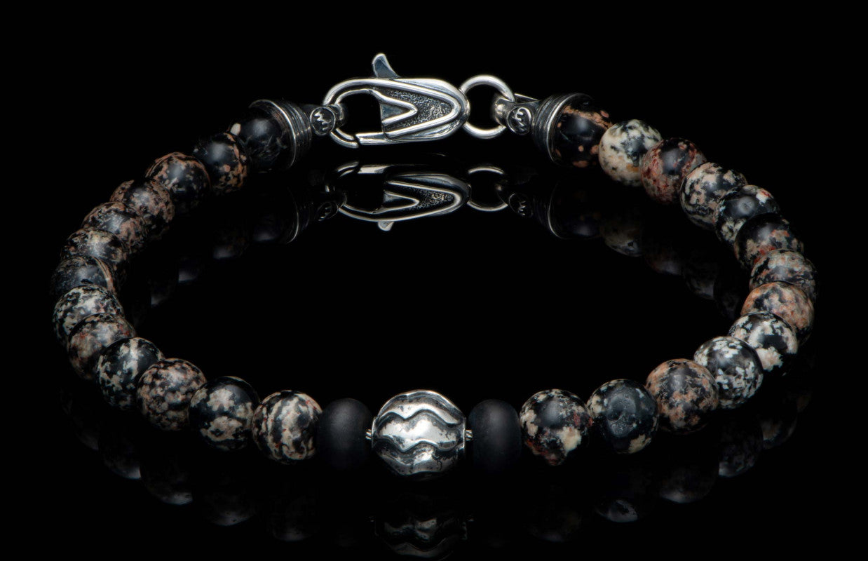 William Henry Red Obsidian Beads and Sterling Silver Bracelet