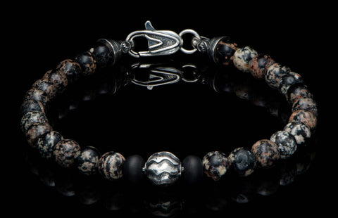 William Henry Red Obsidian Beads and Sterling Silver Bracelet