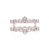 Lady's White 14 Karat Vintage Guard Ring Size 7 With 0.08Tw Round G/H Si2 Diamonds