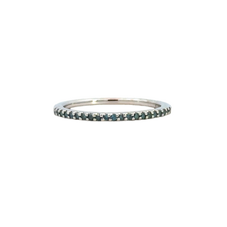 Lady's White 14 Karat Prong Set Anniversary Ring Size 6.5 21 0.13tw Round SI1 Blue, Treated  Diamonds