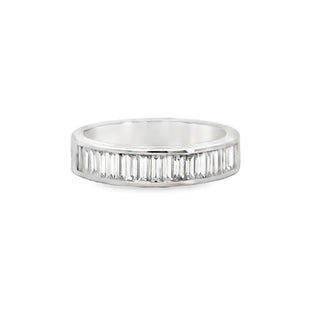 Lady's White 14 Karat Channel Set Anniversary Ring 0.7tw Baguette G/H VS2 Diamonds