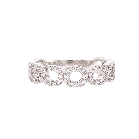 Lady's White 14 Karat Elongated Oval Stackable Fashion Ring Size 6.5 With 0.24Tw Round H/I Si2 Diamonds