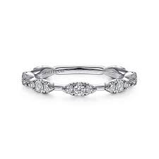 Lady's White 14 Karat Cluster Station Stackable Fashion Ring Size 6.5 With 0.38Tw Round H/I Si2 Diamonds