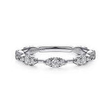 Lady's White 14 Karat Cluster Station Stackable Fashion Ring Size 6.5 With 0.38Tw Round H/I Si2 Diamonds