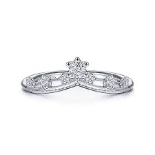 Lady's White 14 Karat Curved Crown Fashion Ring Size 6.5 With 0.20Tw Round H/I Si2 Diamonds