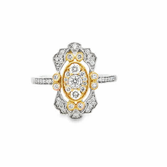 Lady's Tt 14 Karat Vintage Fashion Ring Size 7 With 0.5Tw Round G/H Si1 Diamonds