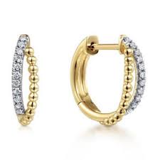 Lady's Yellow 14 Karat Twist Hoops Earrings With = 0.11Tw Round H/I Si2 Diamonds