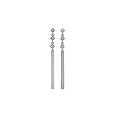 Lady's White Sterling Silver Bar Dangle Earrings With 6=0.05Tw Round H/I Si2 Diamonds