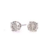 Lady's White 14 Karat Four Prong Studs Earrings With 2 = 0.73Tw Round J/K I1 Diamonds