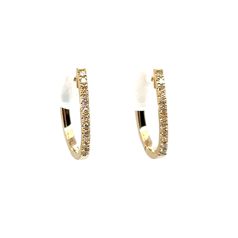 Lady's Yellow 18 Karat "U" Huggie Hoop Earrings = 0.08tw Round H/I I1 Diamonds