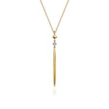 Yellow 14 Karat Spike Pendant Length 17.5 With = 0.02Tw Round I/J Si1 Diamonds